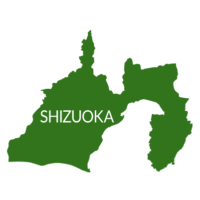 静岡県イラストマップ県名英語（緑）