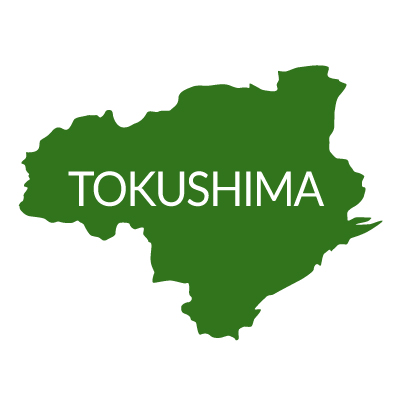 徳島県イラストマップ県名英語（緑）