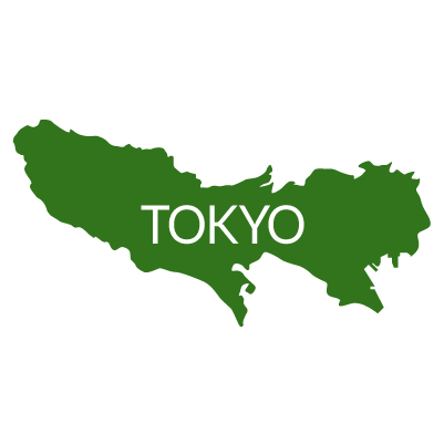 東京都イラストマップ県名英語（緑）