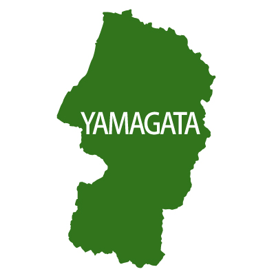山形県イラストマップ県名英語（緑）