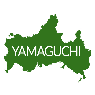 山口県イラストマップ県名英語（緑）