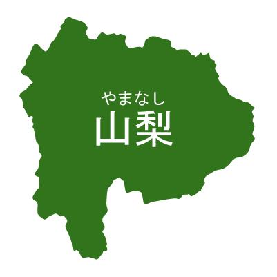 山梨県イラストマップ県名ルビあり（緑）
