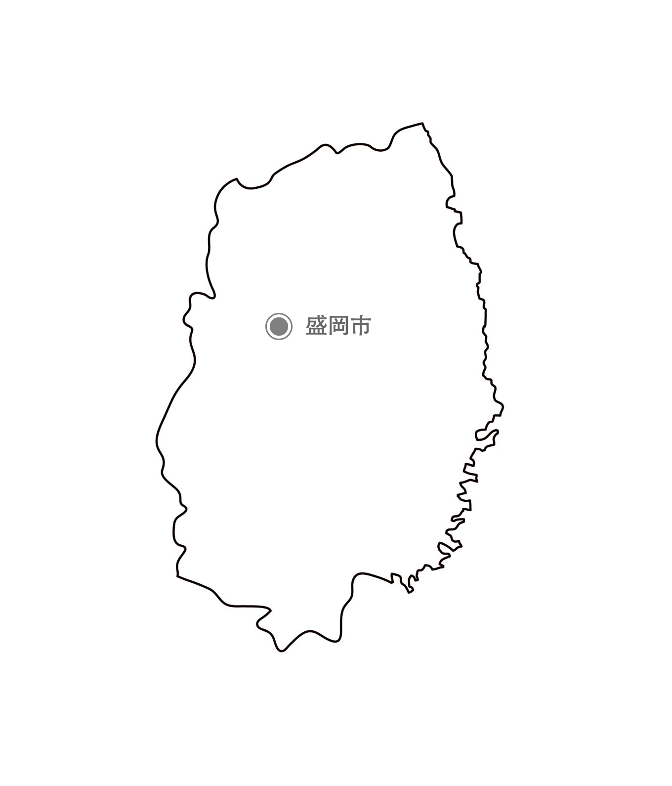 白地図フリーイラスト｜岩手県・都道府県名・県庁所在地あり