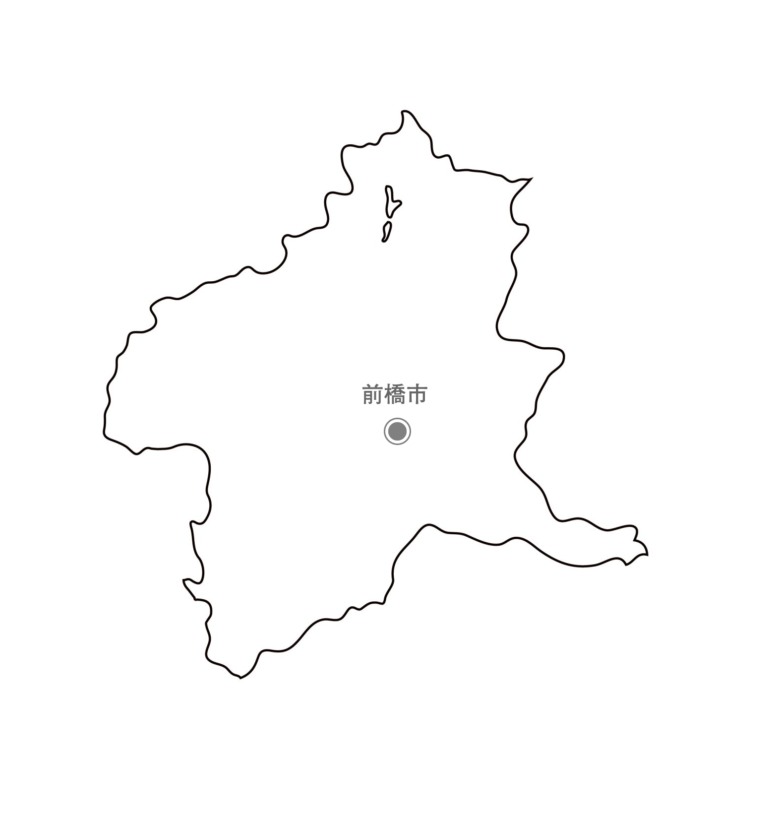 白地図フリーイラスト｜群馬県・ラインあり・市区町村名あり・隣県あり