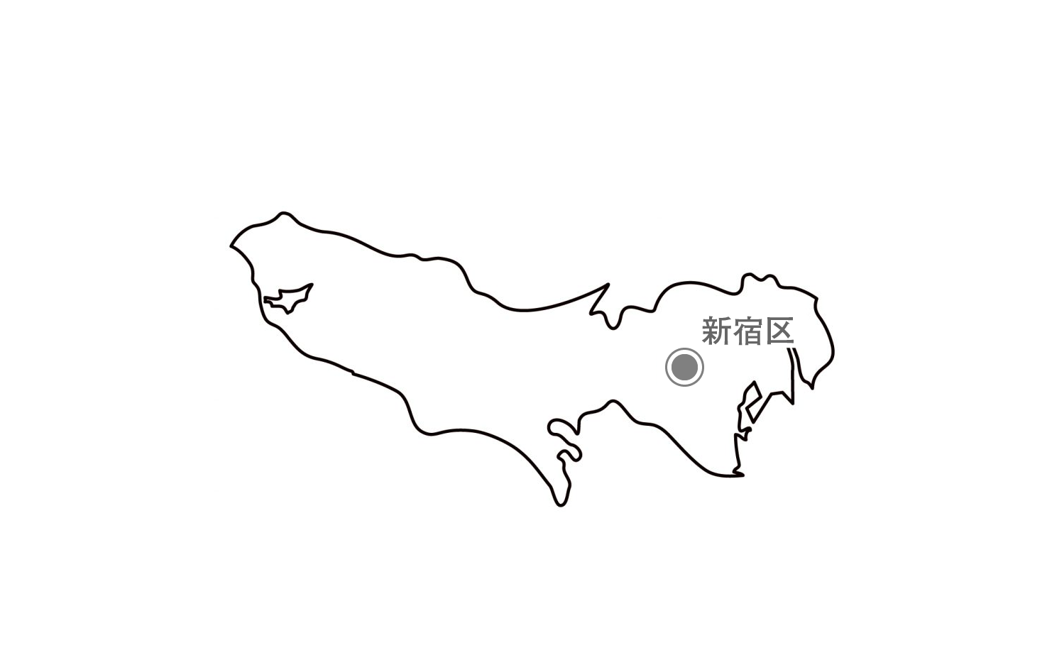 白地図フリーイラスト｜東京都・都道府県名・県庁所在地あり