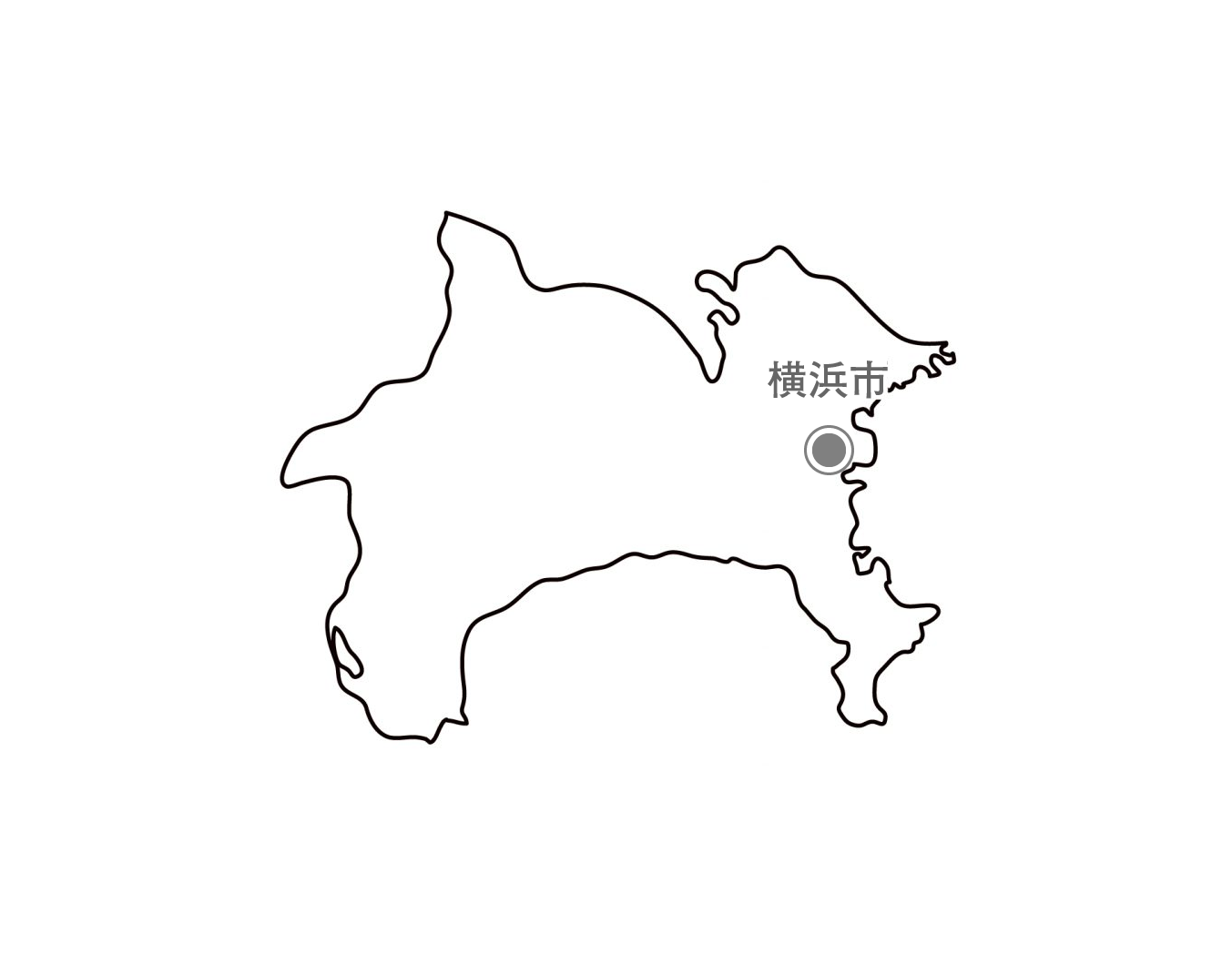 白地図フリーイラスト｜神奈川県・都道府県名・県庁所在地あり