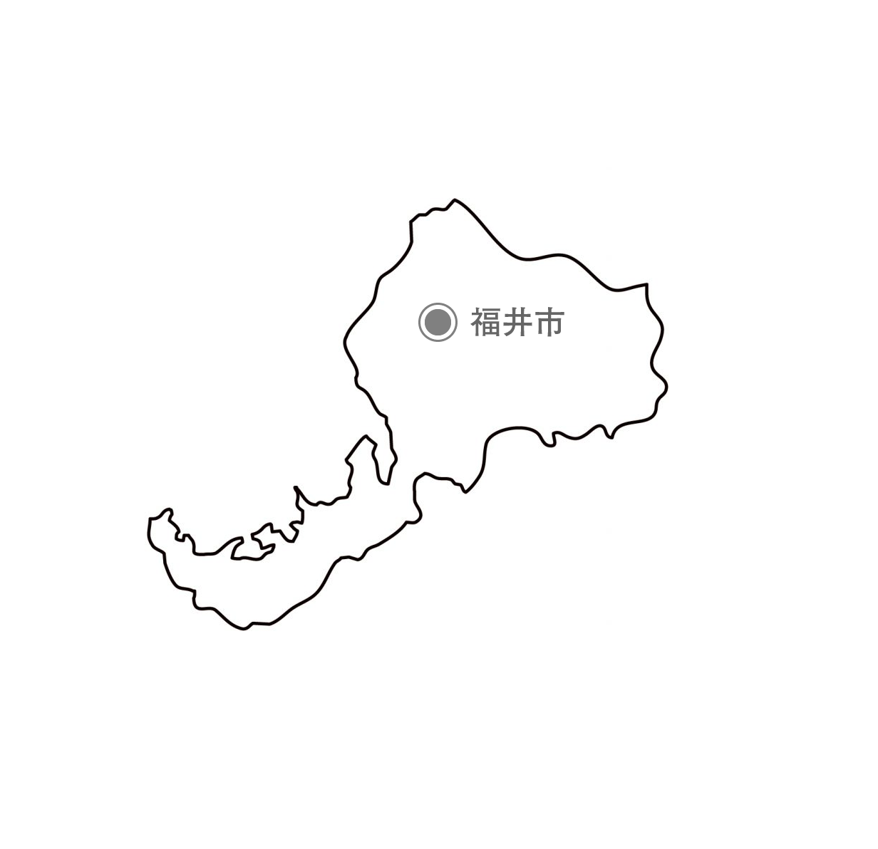 白地図フリーイラスト｜福井県・都道府県名・県庁所在地あり