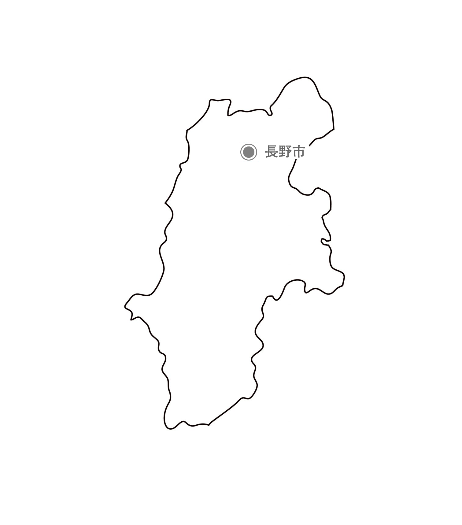 白地図フリーイラスト｜長野県・都道府県名・県庁所在地あり
