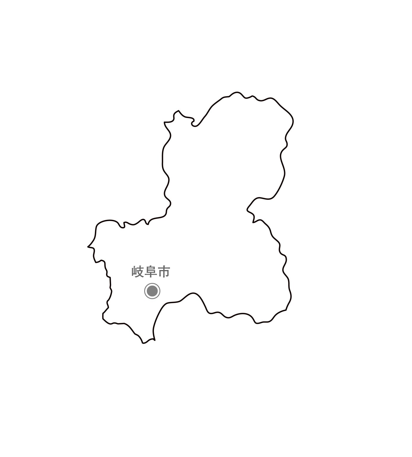 白地図フリーイラスト｜岐阜県・都道府県名・県庁所在地あり