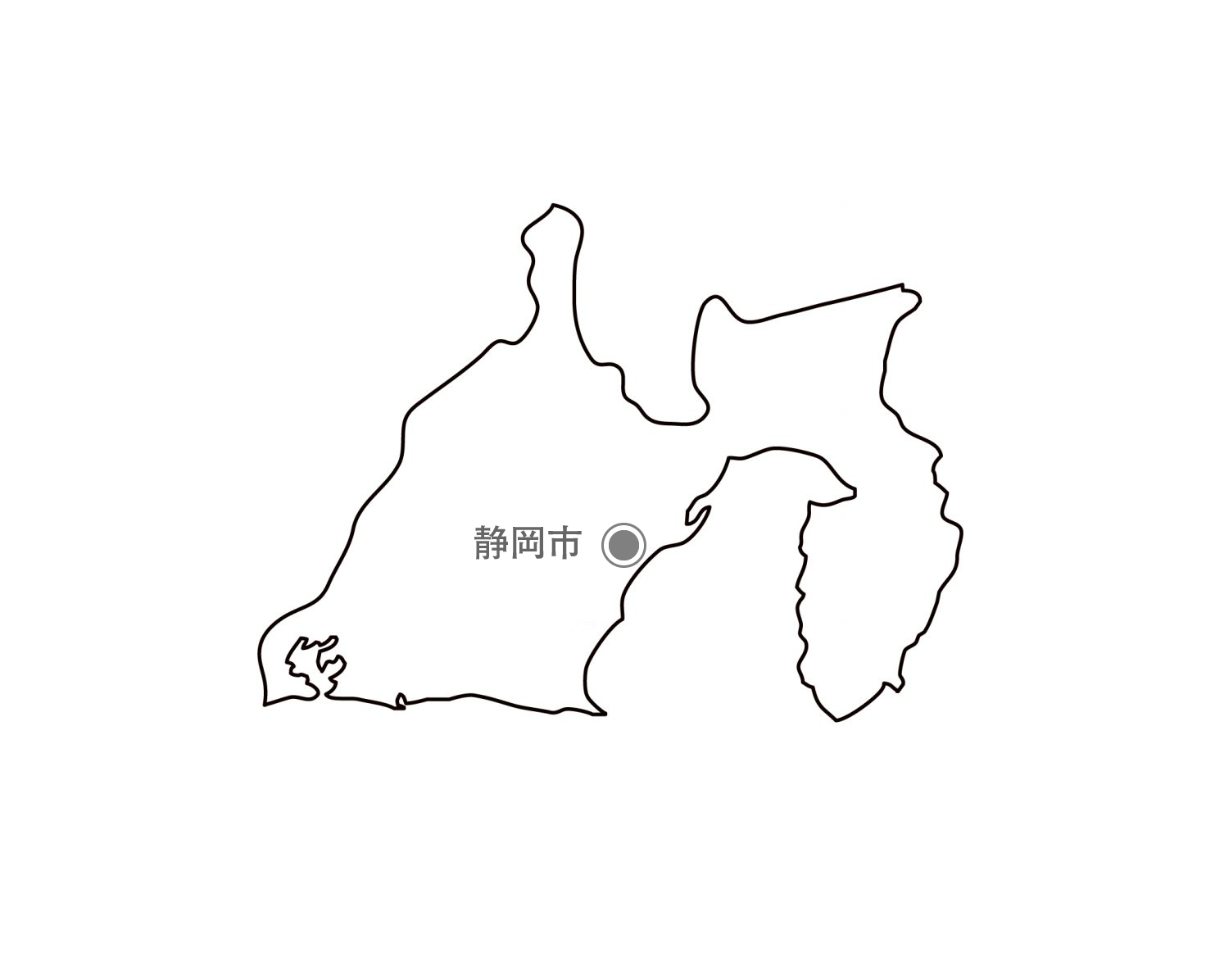 白地図フリーイラスト｜静岡県・都道府県名・県庁所在地あり