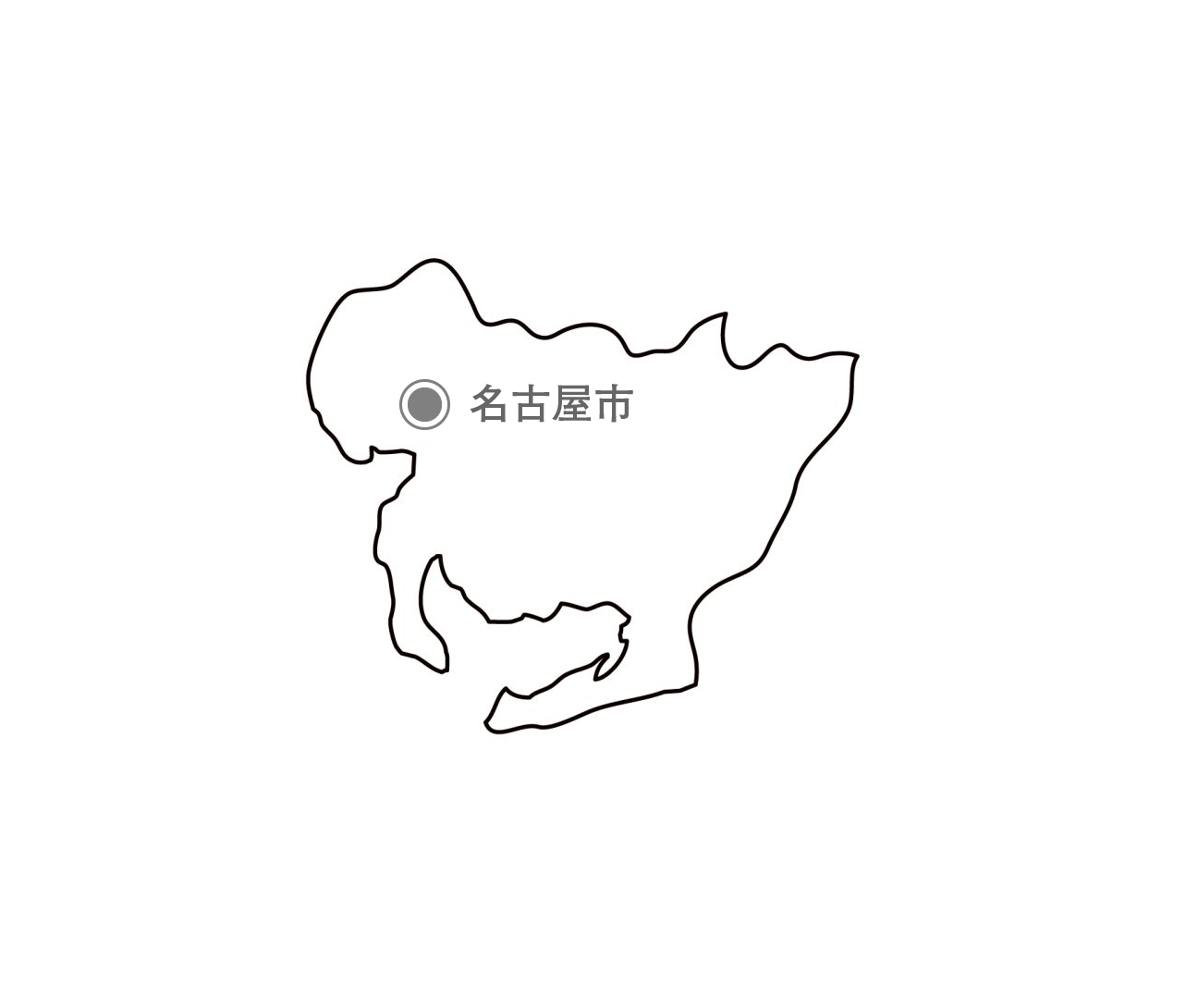 白地図フリーイラスト｜愛知県・都道府県名・県庁所在地あり