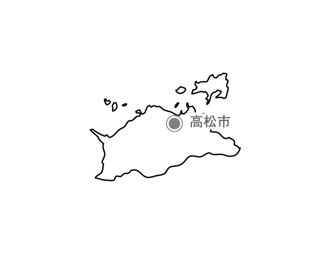 白地図フリーイラスト｜香川県・都道府県名・県庁所在地あり