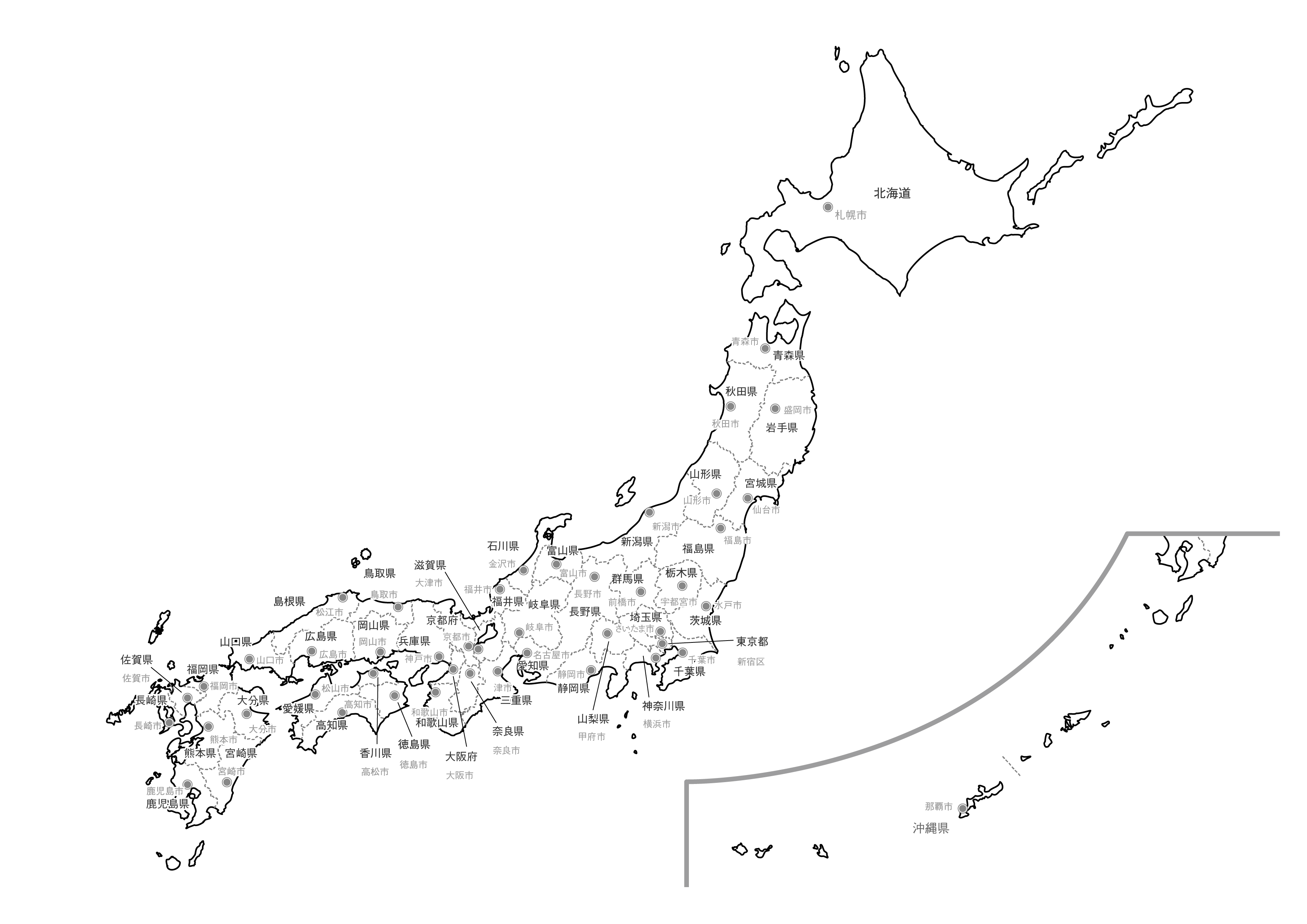 日本地図の白地図を無料ダウンロード 地図 路線図職工所