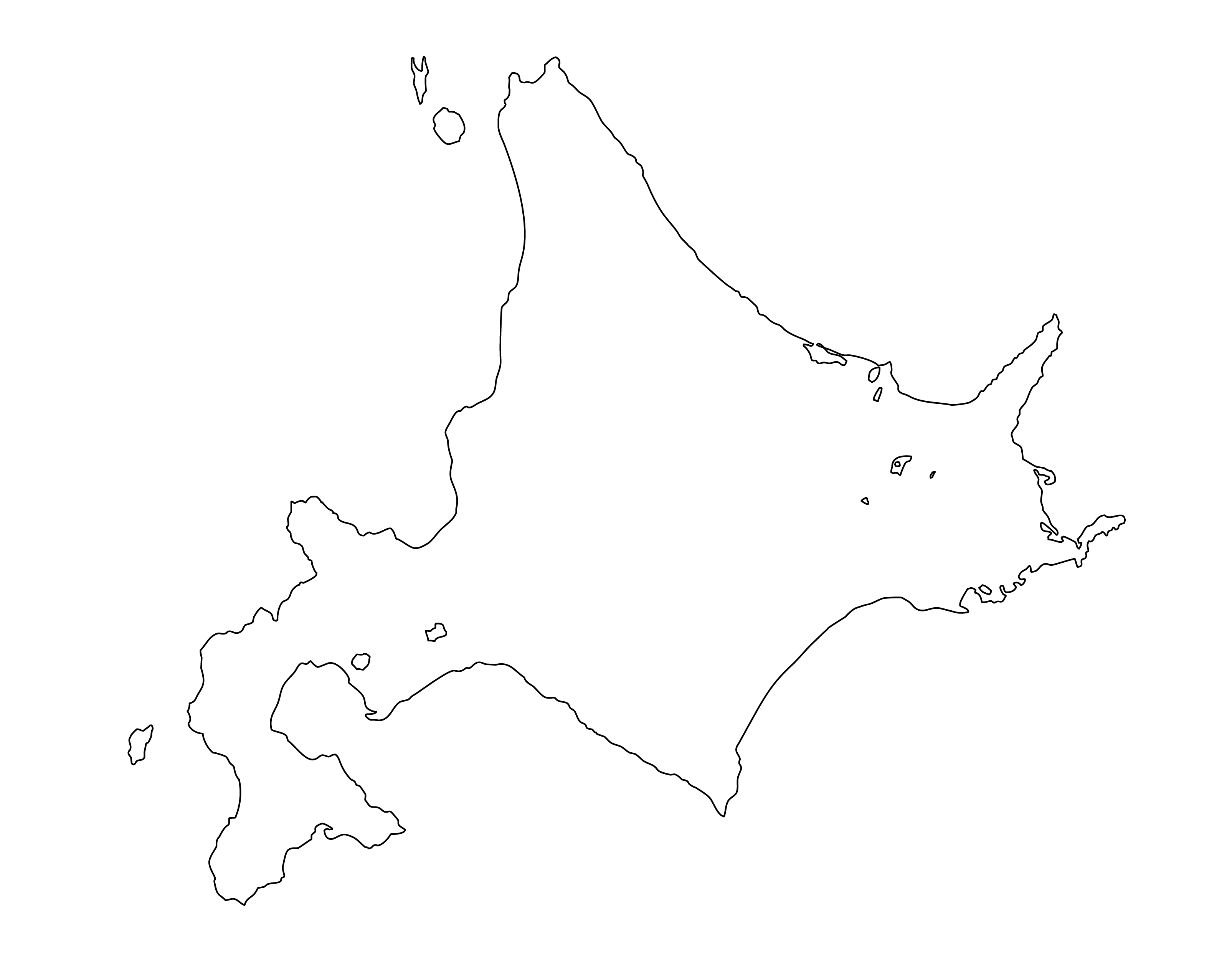 白地図・北海道・都道府県名なし