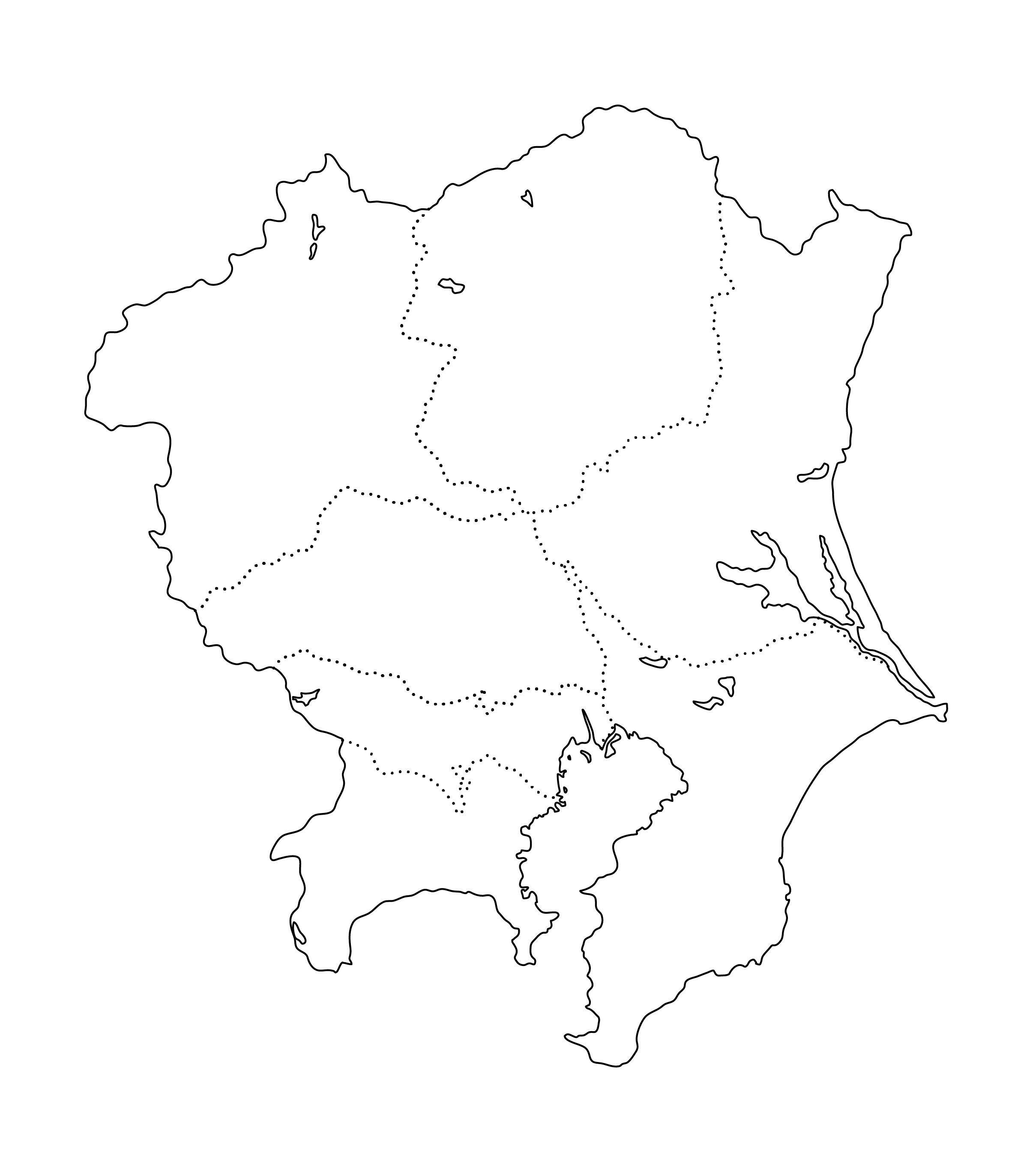 白地図・関東・都道府県名なし