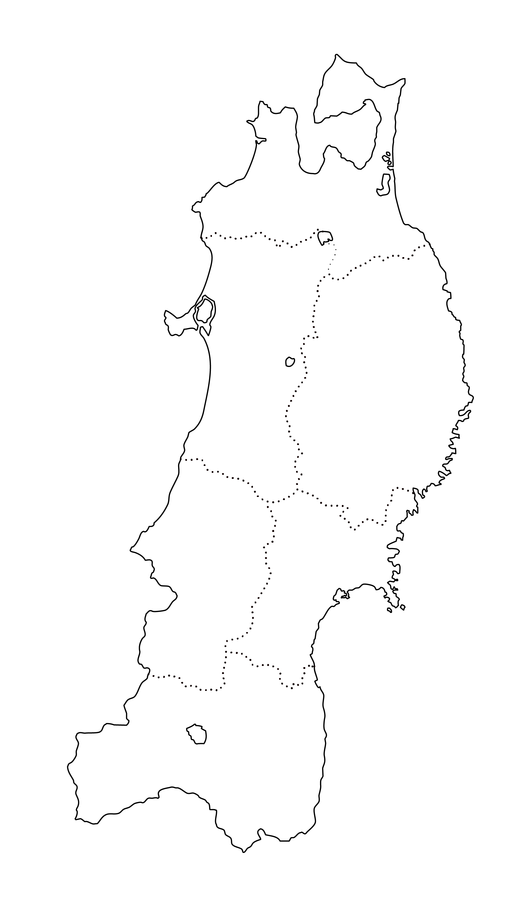 白地図・東北・都道府県名なし