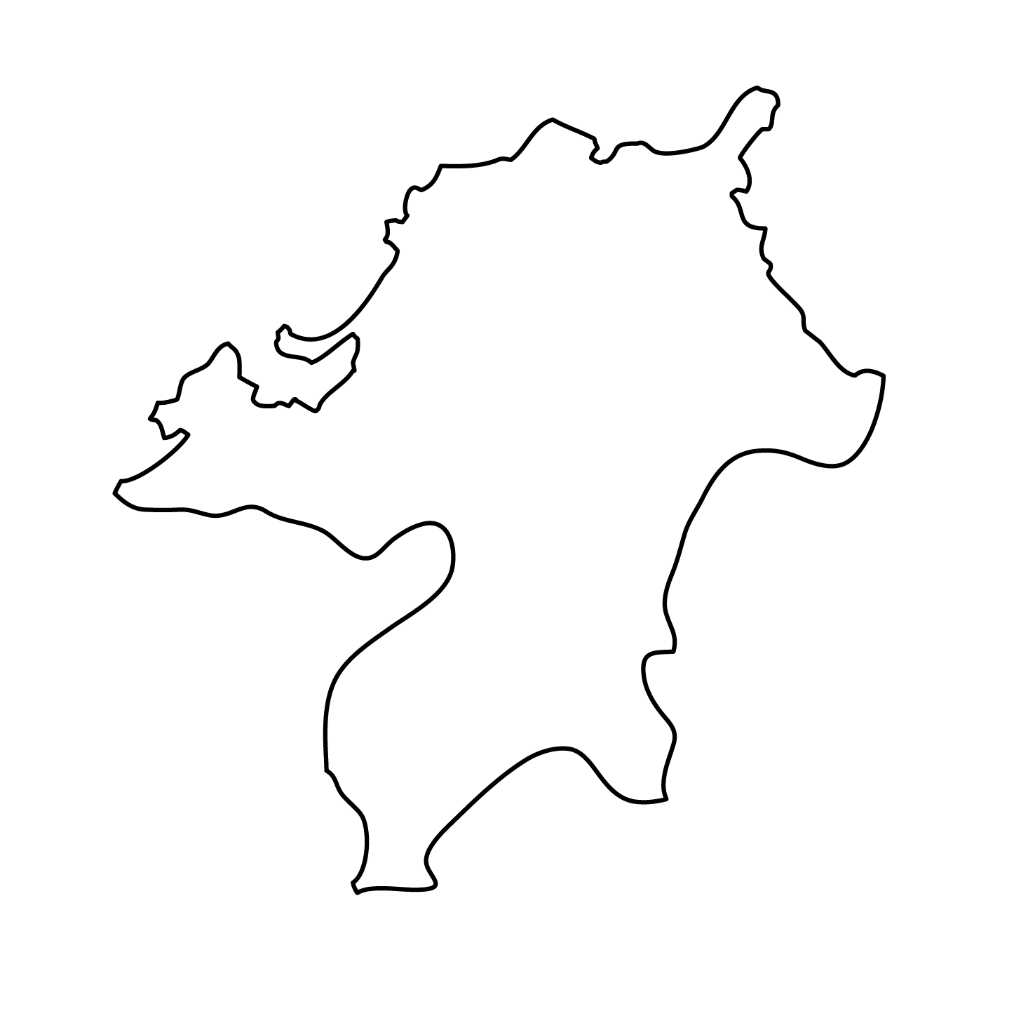 福岡県の白地図イラスト無料素材集 県庁所在地 市区町村名あり