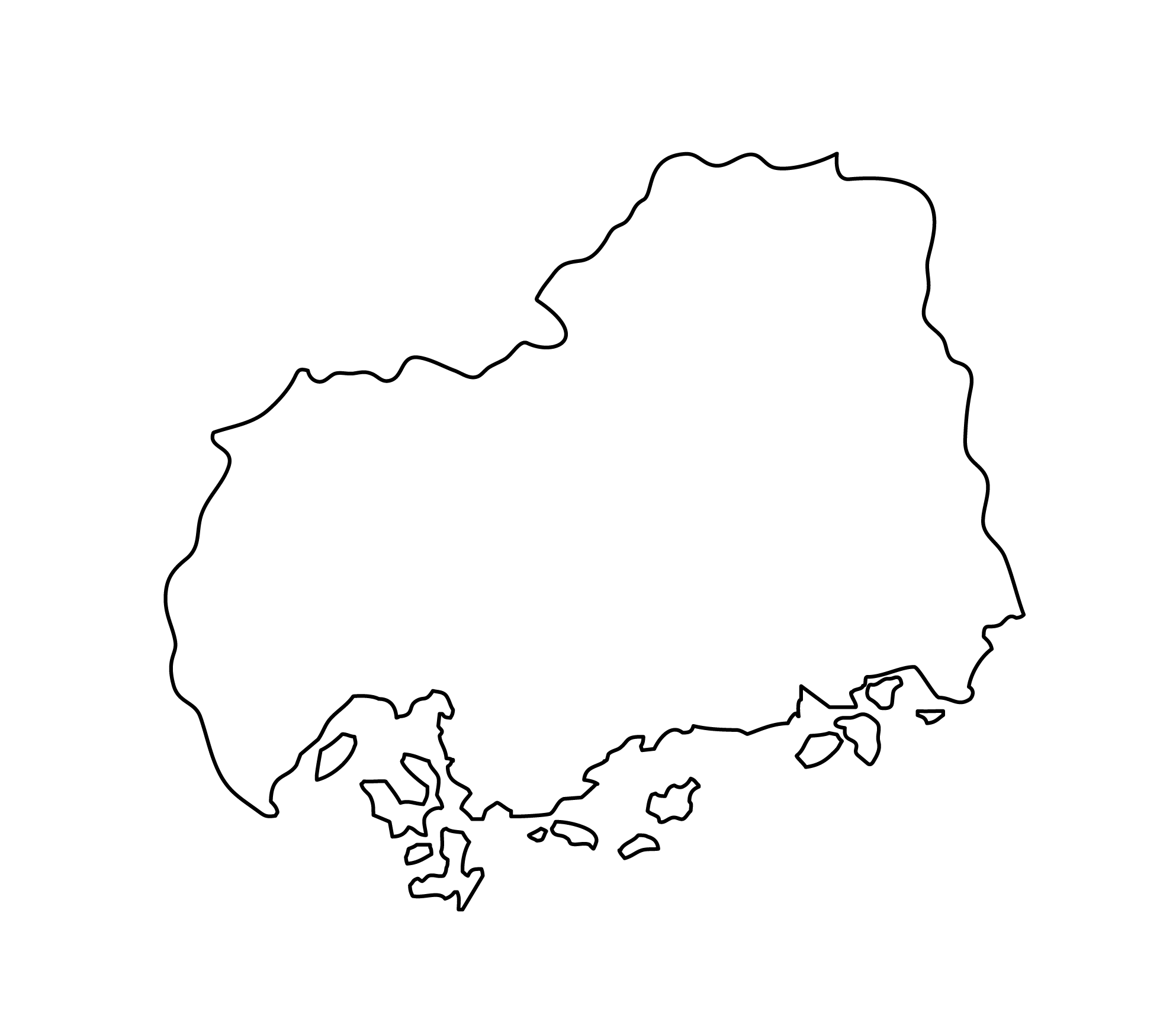 白地図・広島県・無地