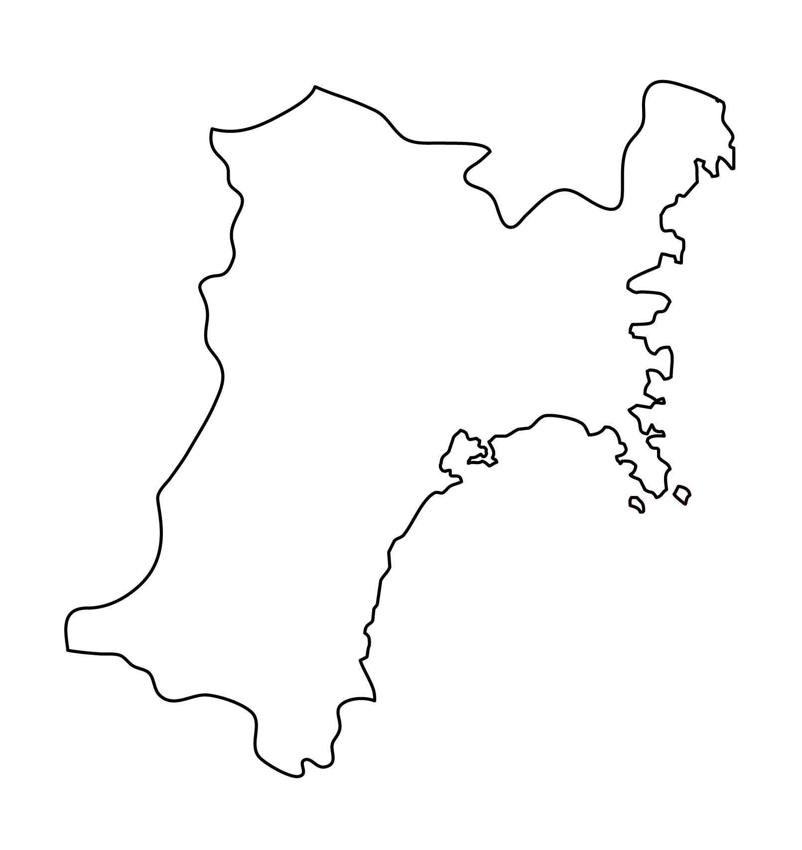 宮城県の白地図イラスト無料素材集 県庁所在地 市町村名あり