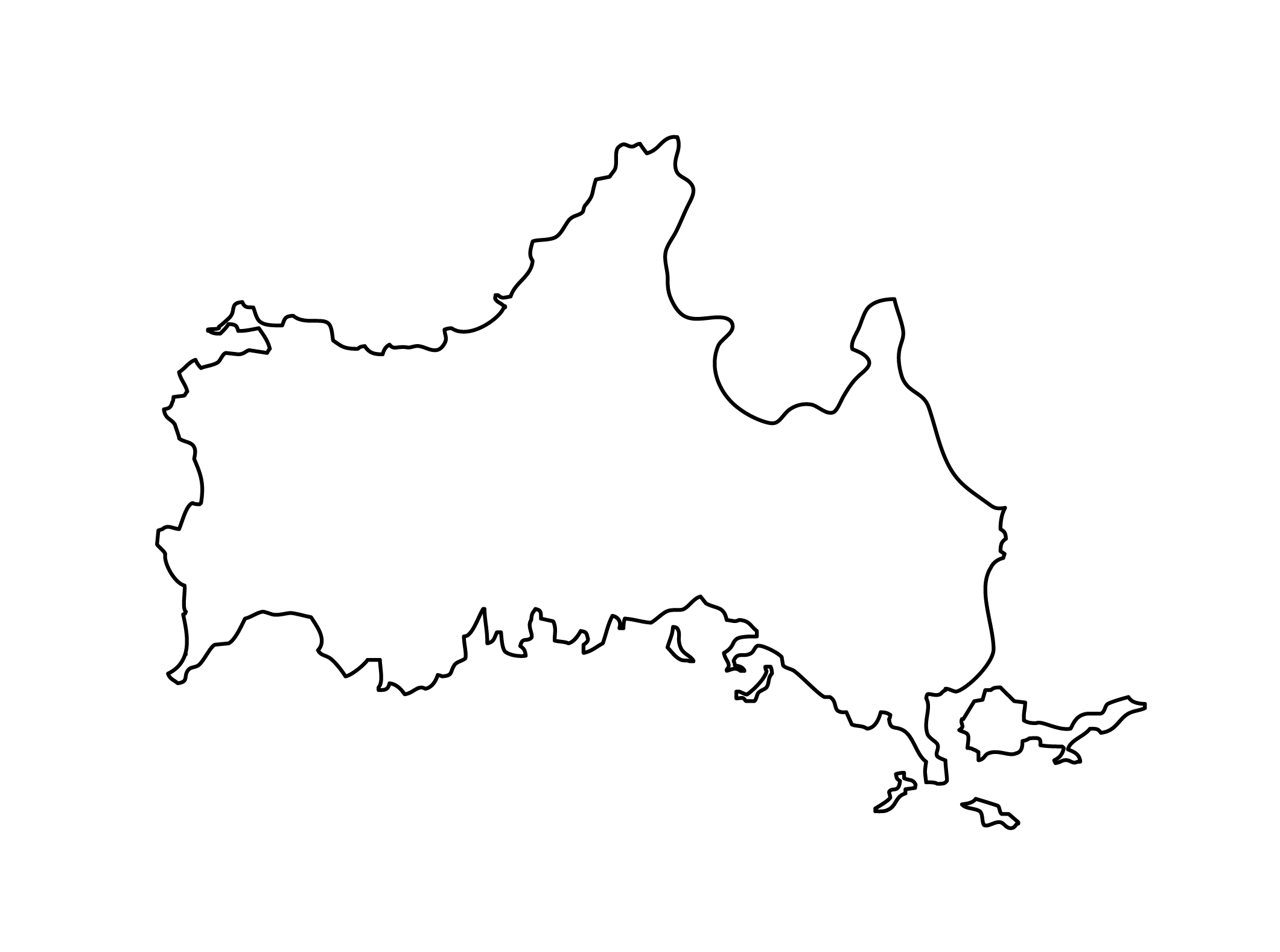 白地図・山口県・無地