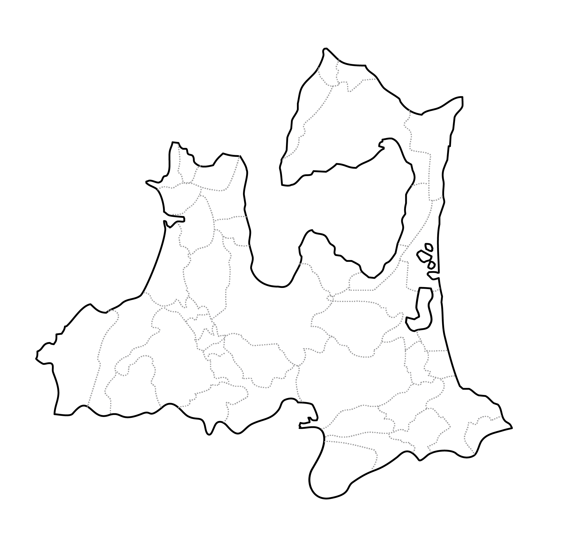 白地図フリーイラスト｜青森県・ラインあり・市区町村名なし