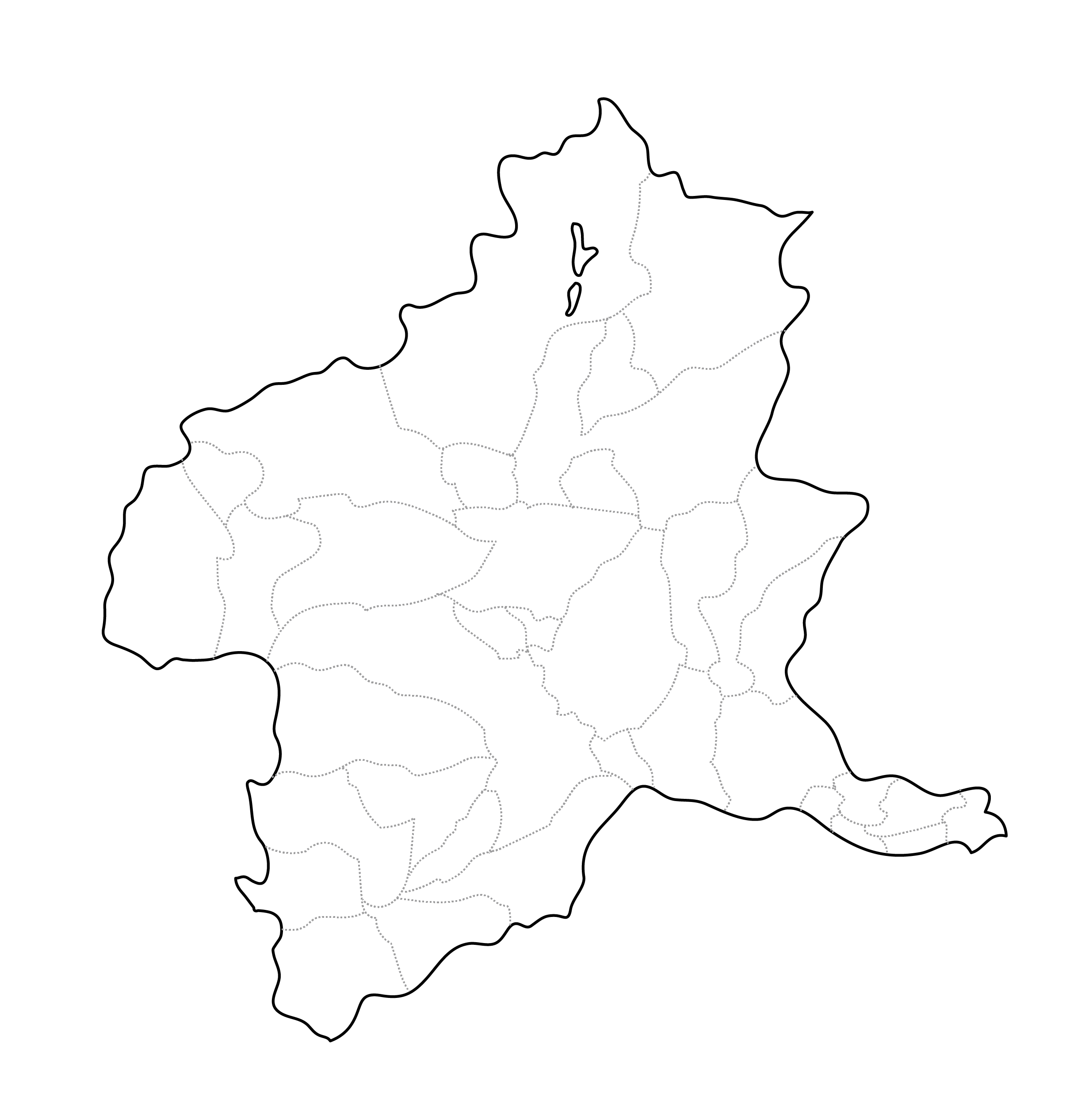 白地図フリーイラスト｜群馬県・ラインあり・市区町村名なし
