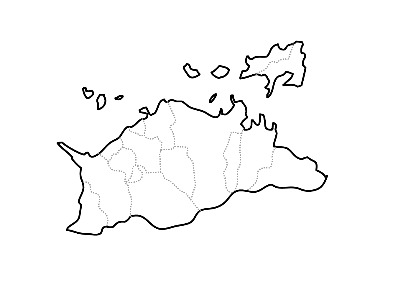 白地図フリーイラスト｜香川県・ラインあり・市区町村名なし