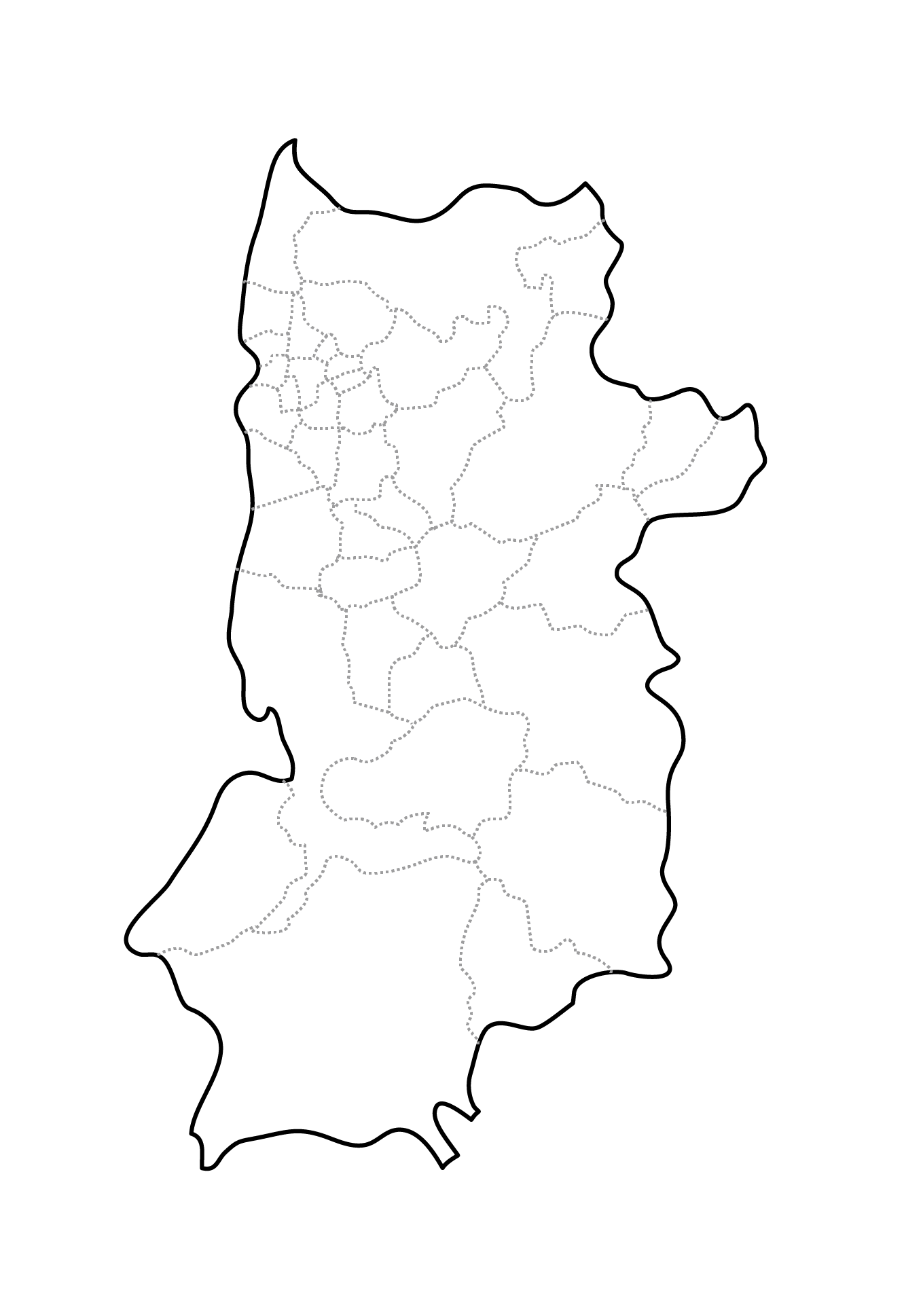 [白地図]奈良県・ラインあり・市区町村名なし