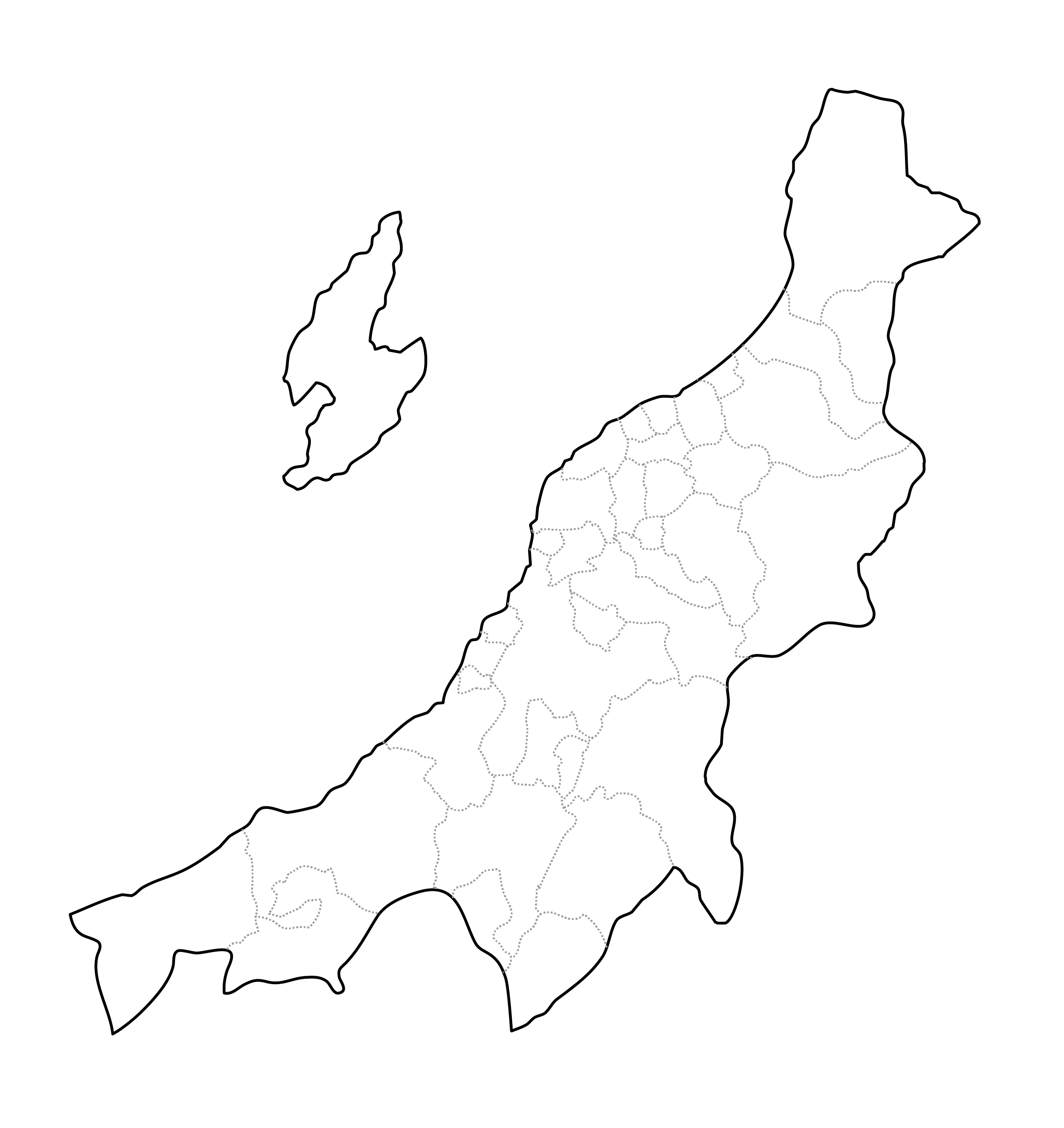 新潟県の白地図イラスト無料素材集 県庁所在地 市区町村名あり