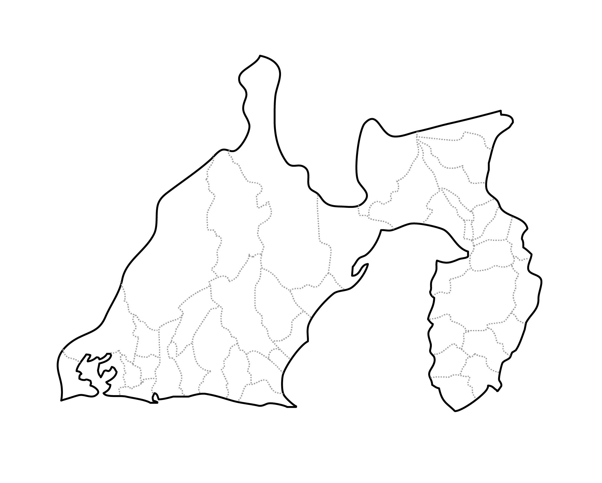 静岡県の白地図イラスト無料素材集 県庁所在地 市区町村名あり