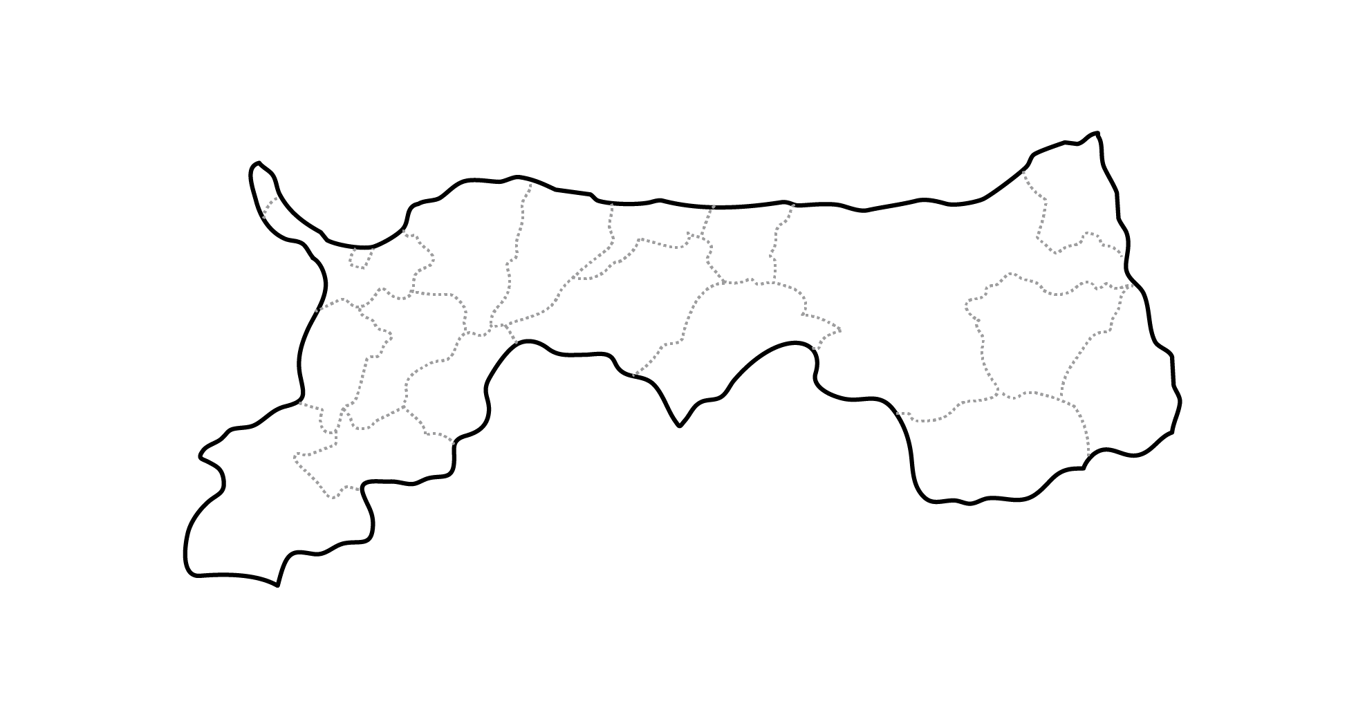 白地図フリーイラスト｜鳥取県・ラインあり・市区町村名なし