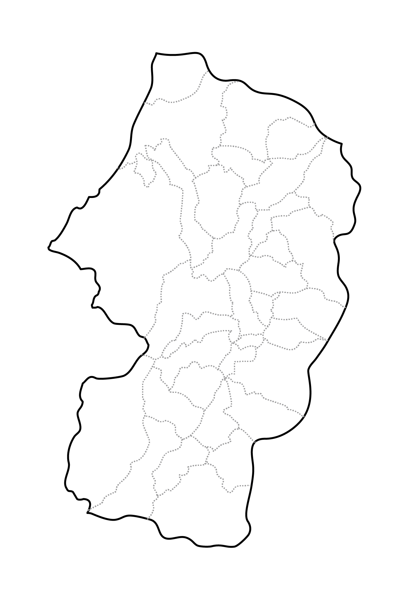 山形県の白地図イラスト無料素材集 県庁所在地 市町村名あり