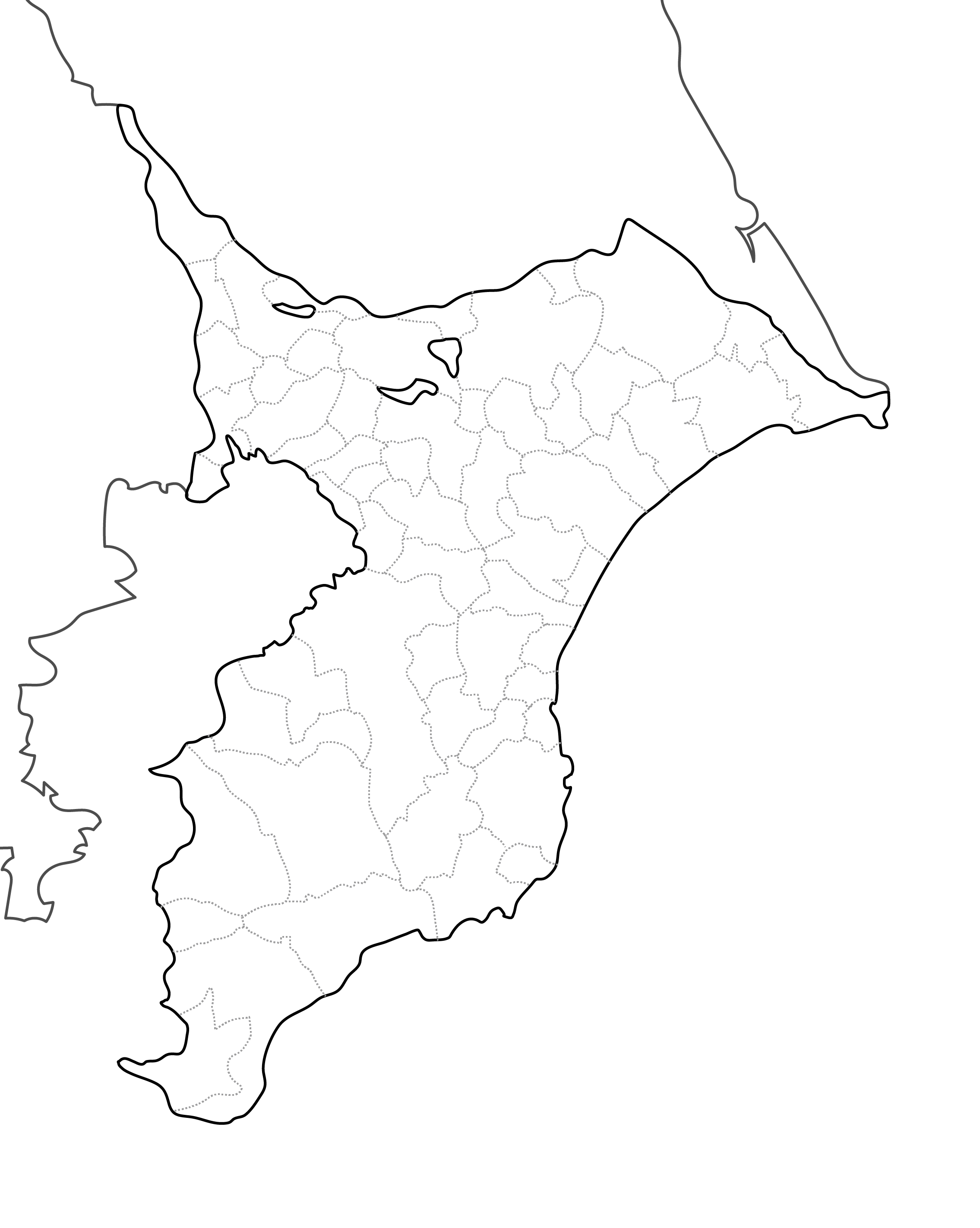 千葉県の白地図イラスト無料素材集 県庁所在地 市区町村名あり