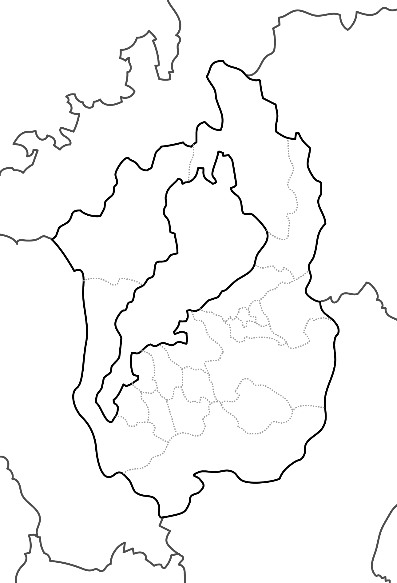 [白地図]滋賀県・ラインあり・市区町村名なし・隣県なし