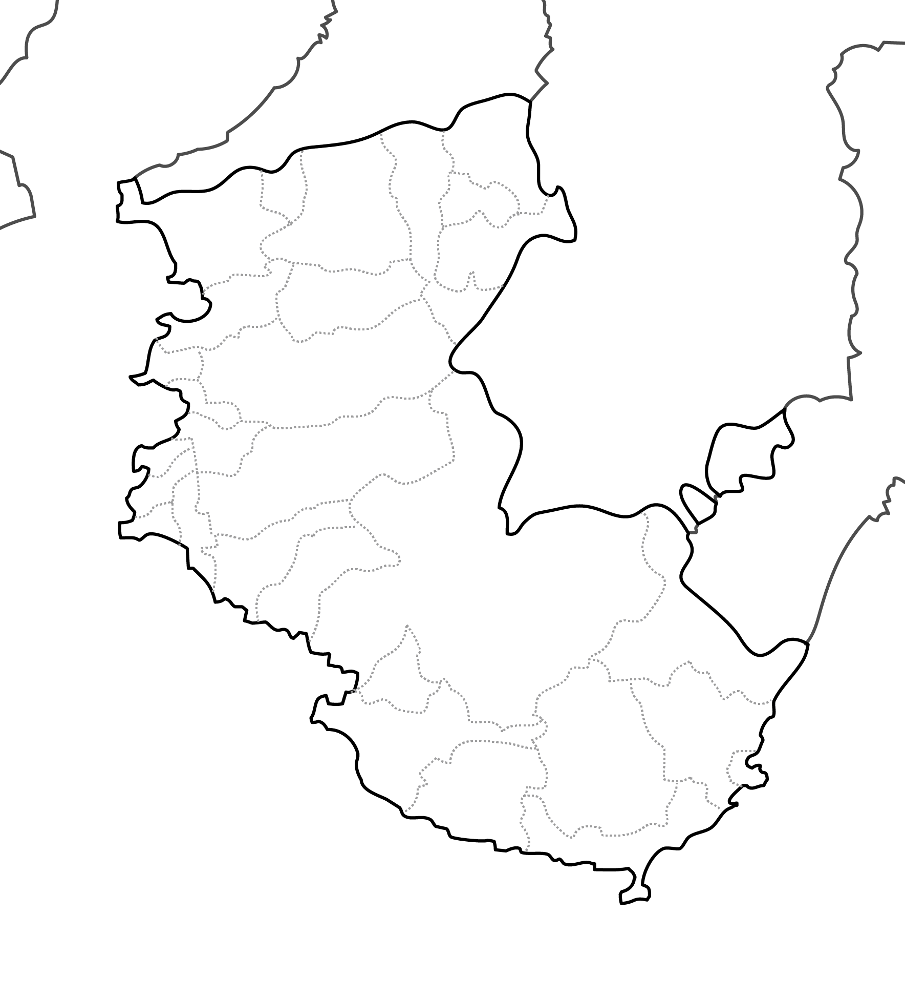 白地図フリーイラスト｜和歌山県・ラインあり・市区町村名なし・隣県あり
