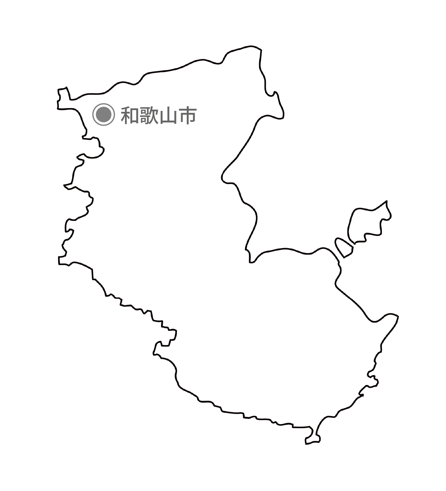 白地図フリーイラスト｜和歌山県・都道府県名・県庁所在地あり