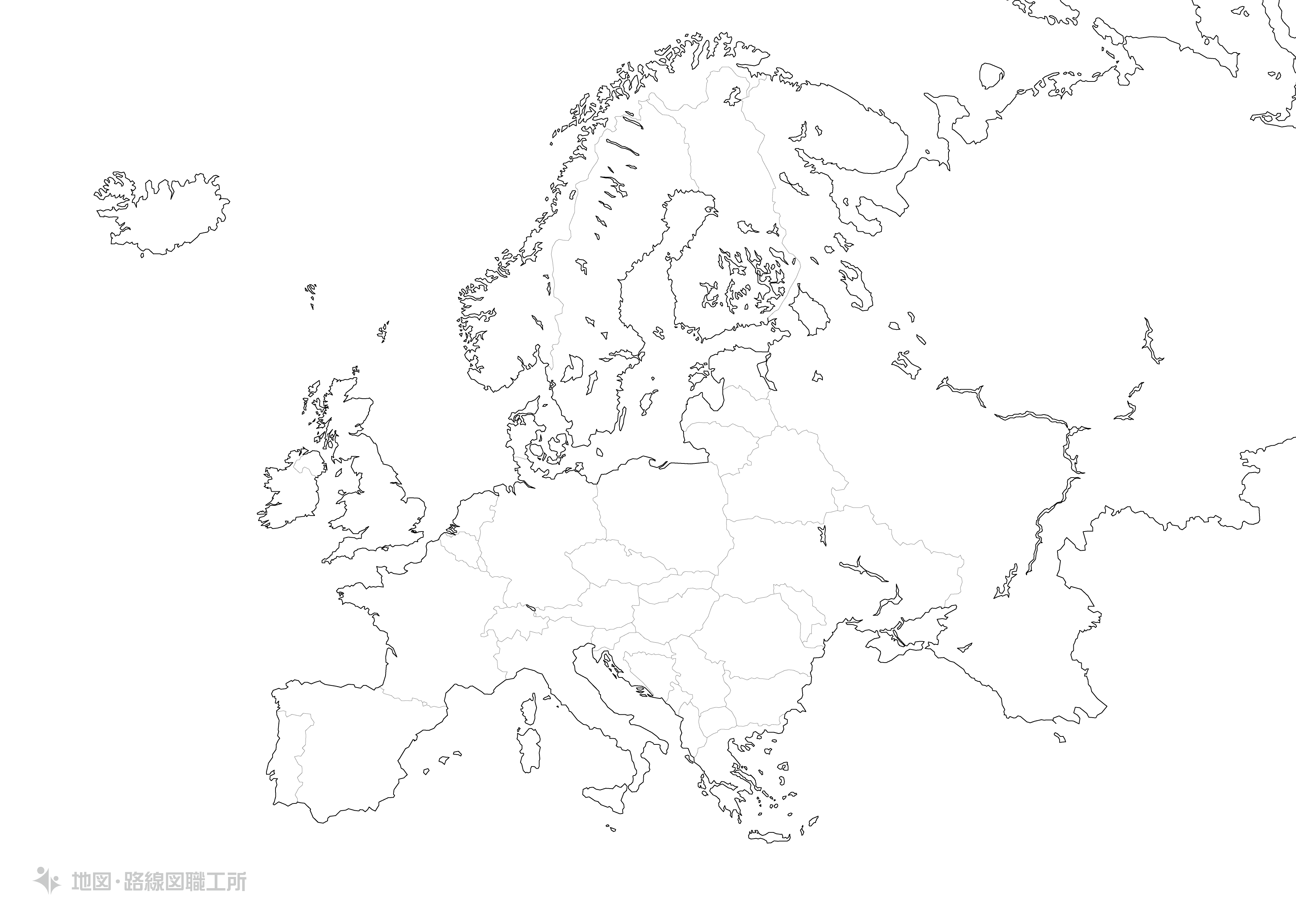 世界の白地図ヨーロッパ europe map