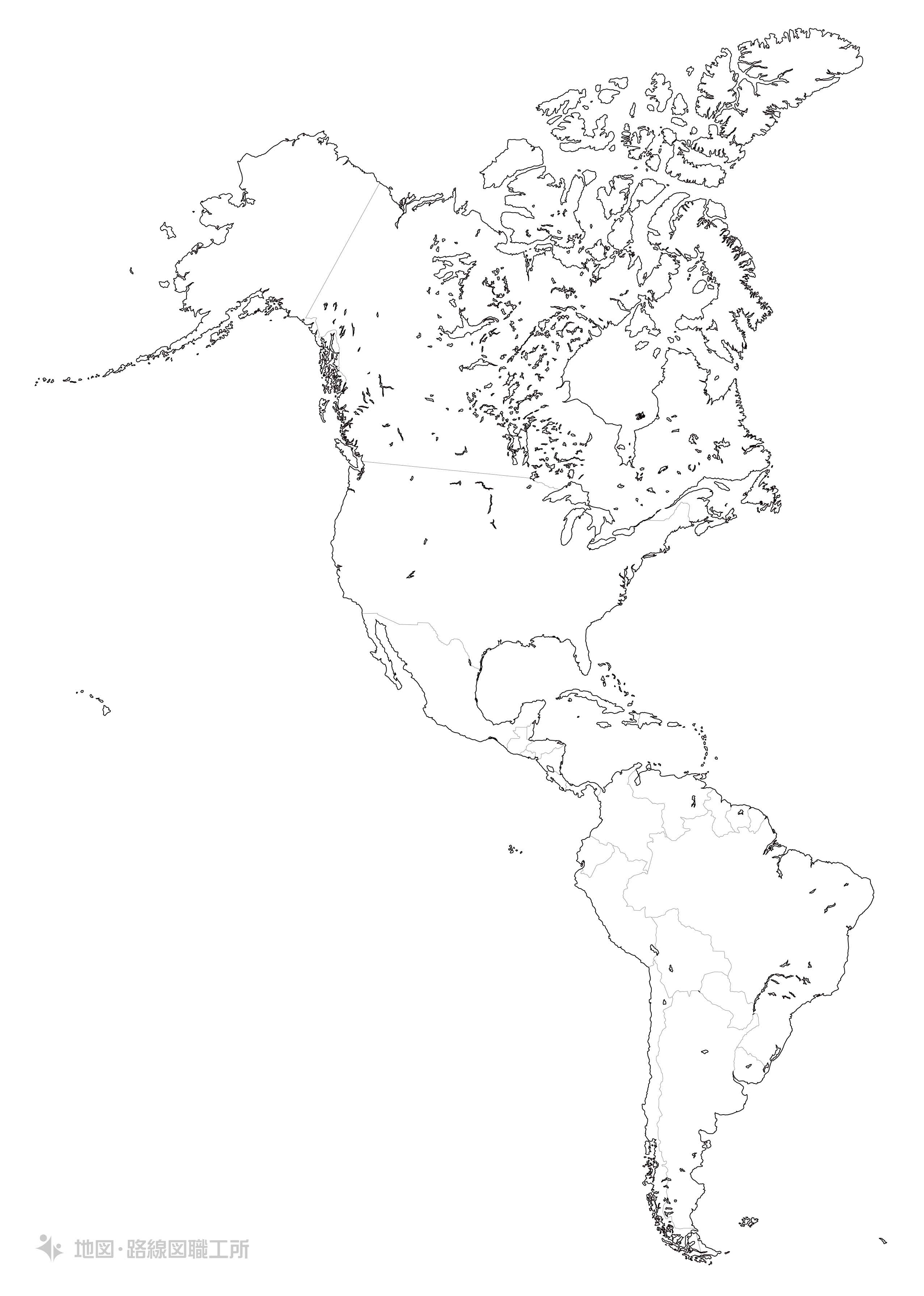 北アメリカ大陸 中米の白地図イラスト 国名入り 首都名入り を無料ダウンロード