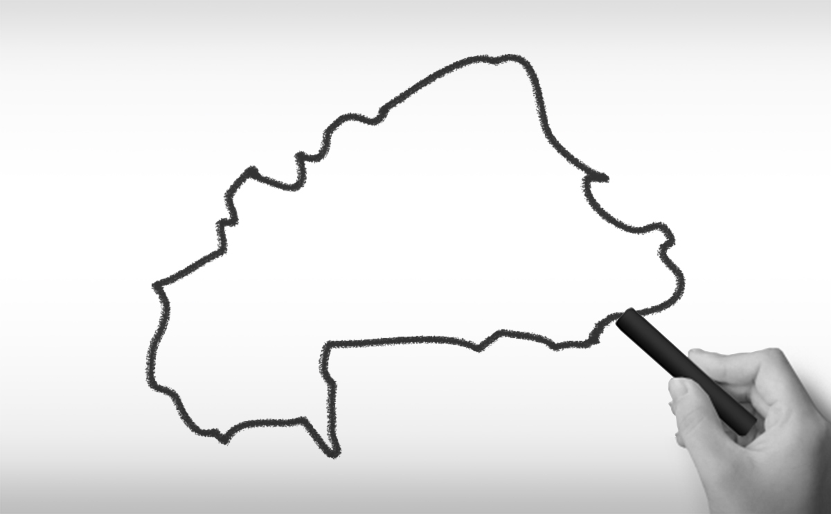 ブルキナファソの白地図イラスト