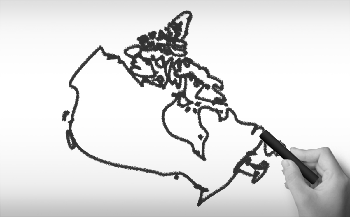 カナダの白地図イラスト