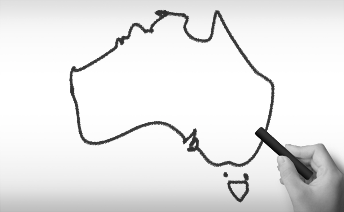 オーストラリア連邦の白地図イラスト