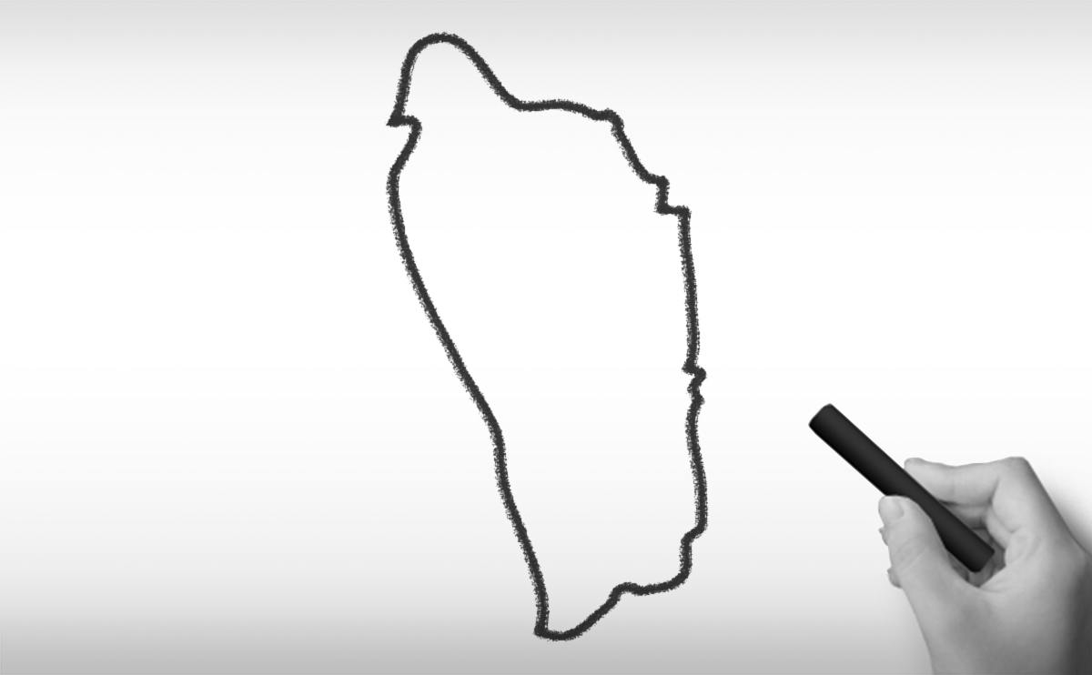 ドミニカ国の白地図イラスト