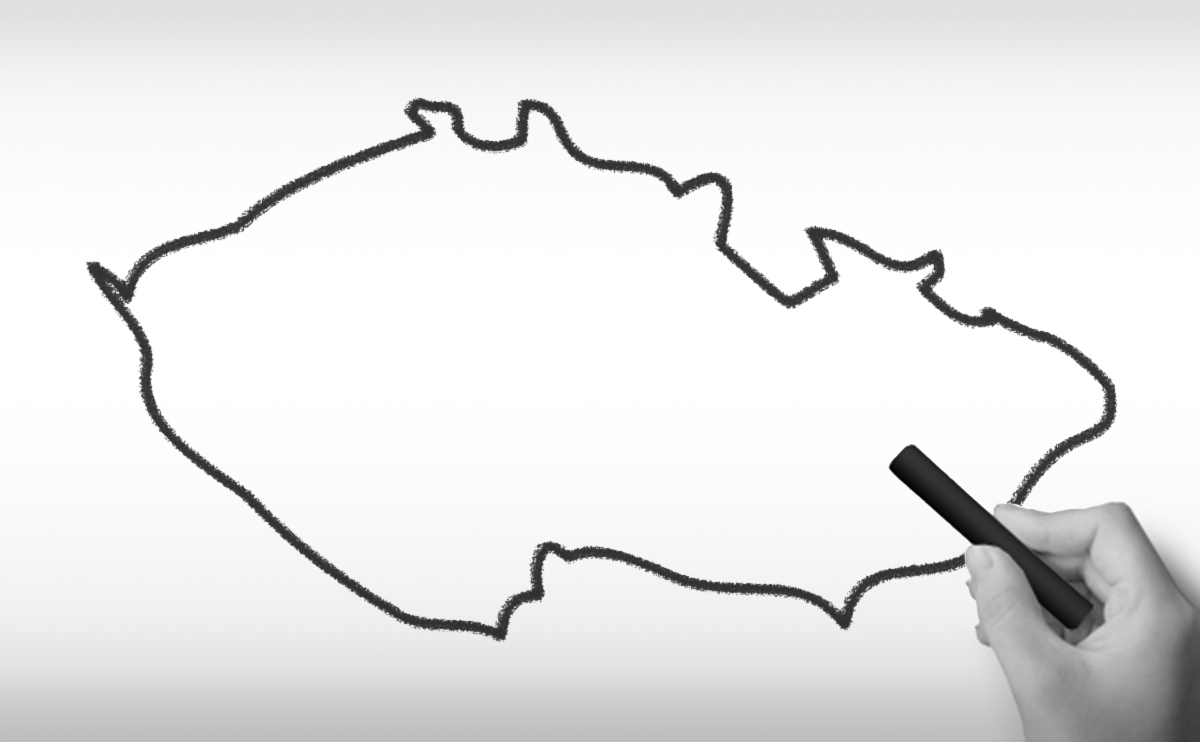 チェコ共和国の白地図イラスト