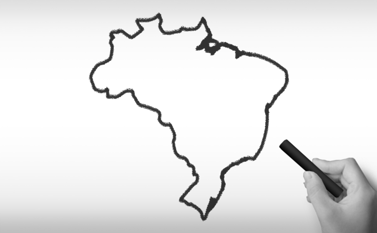 ブラジル連邦共和国の白地図イラスト