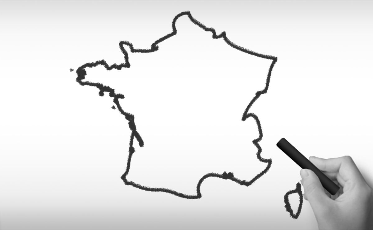 フランス共和国の白地図イラスト