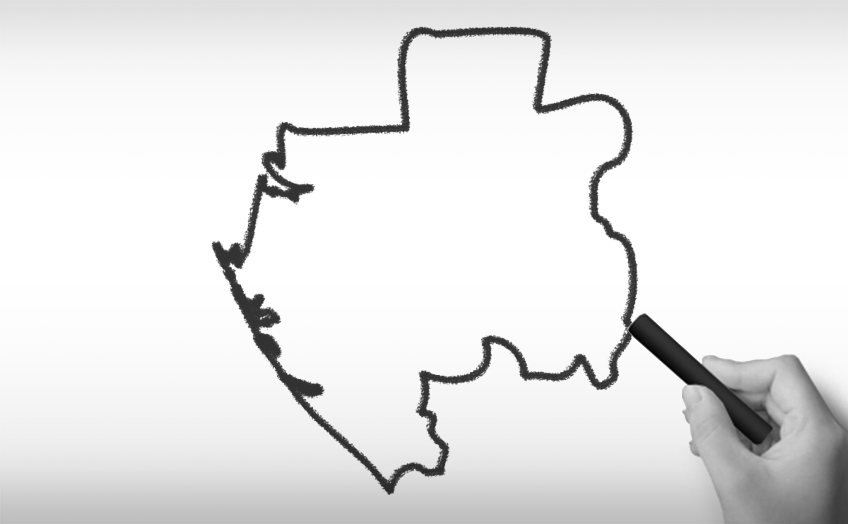 ガボン共和国の白地図イラスト