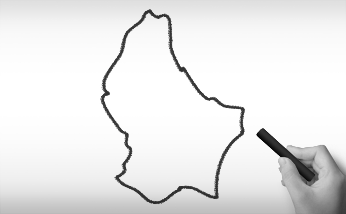 ルクセンブルク大公国の白地図イラスト