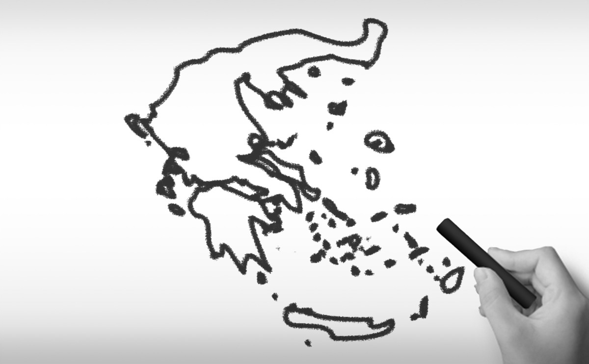 ギリシャ共和国の白地図イラスト