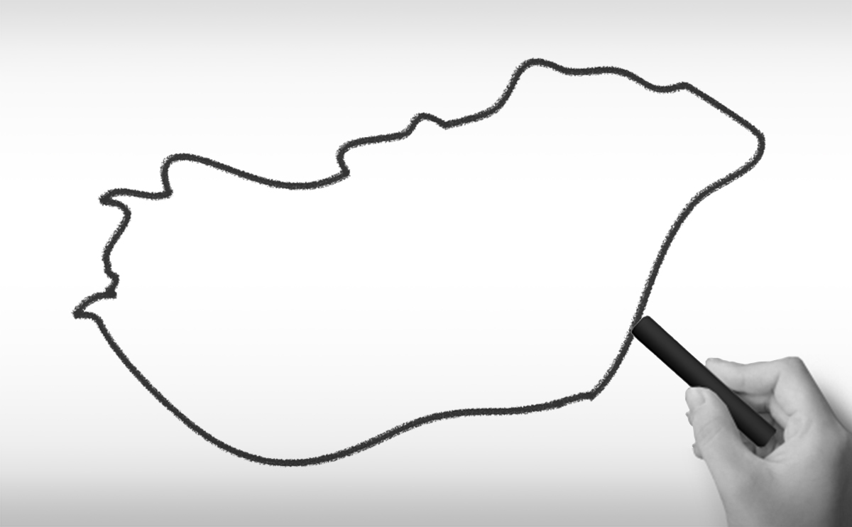 ハンガリーの白地図イラスト