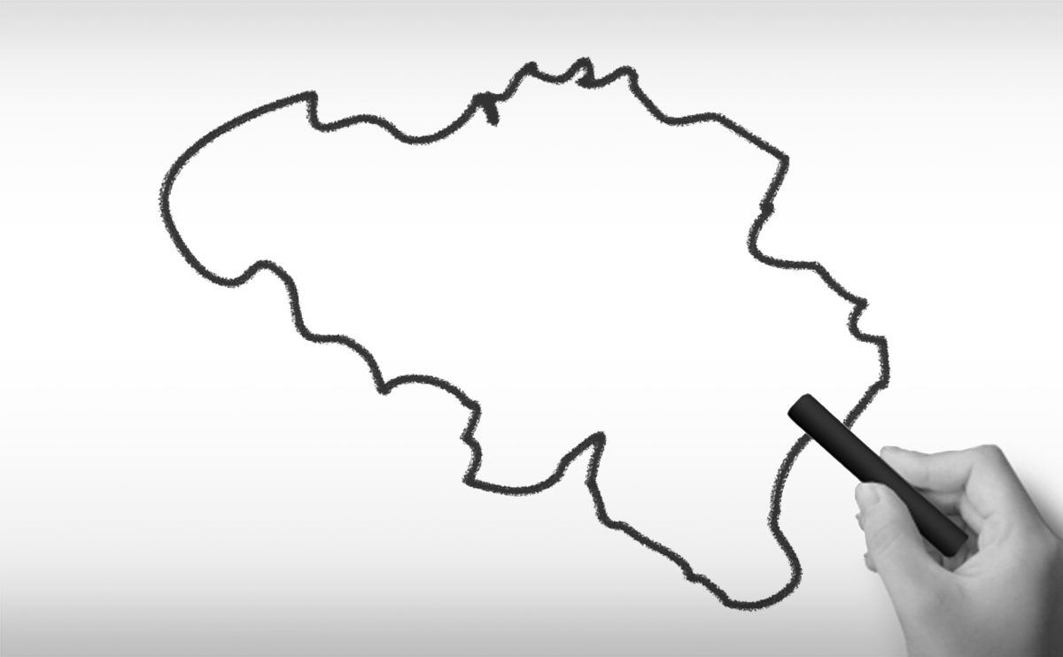 ベルギー王国の白地図イラスト